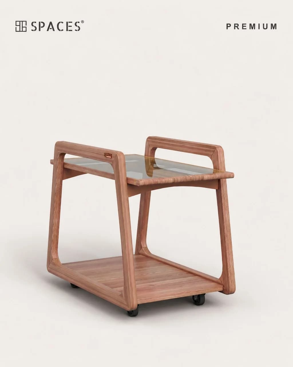 Natural Oak Premium Tea Trolley with Glass Top